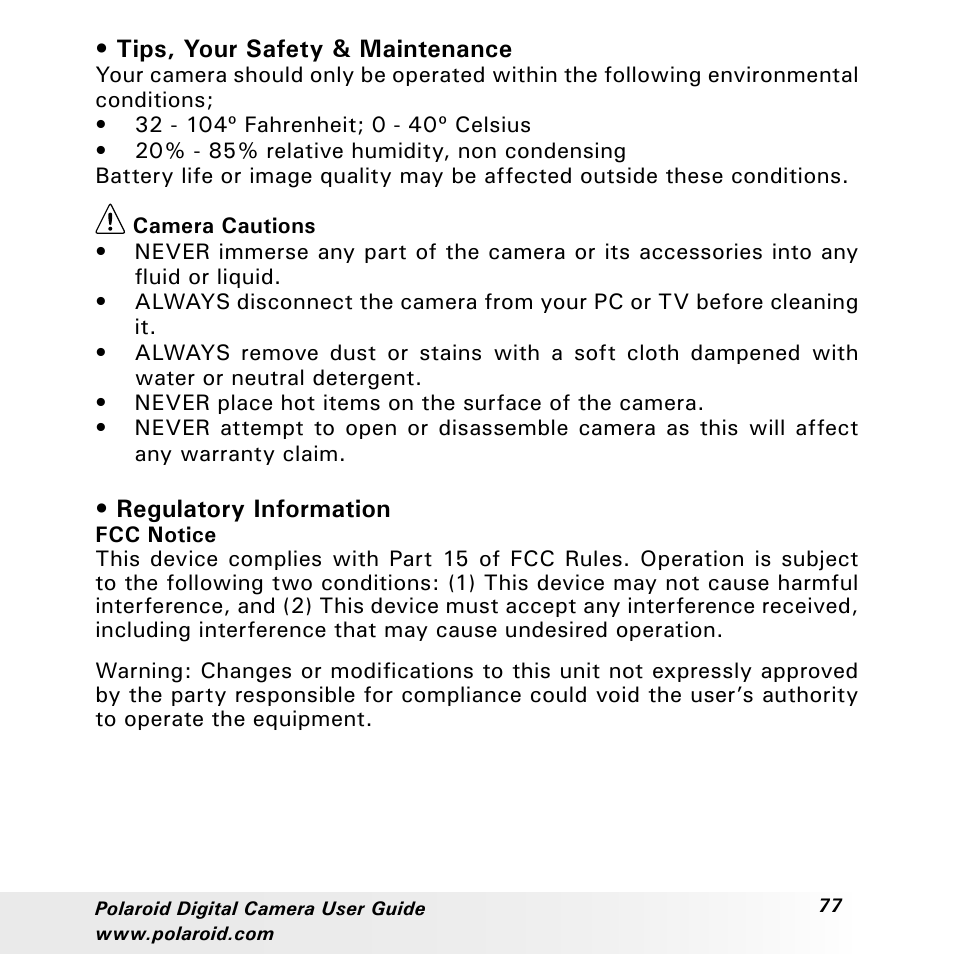 Polaroid a310 User Manual | Page 77 / 78