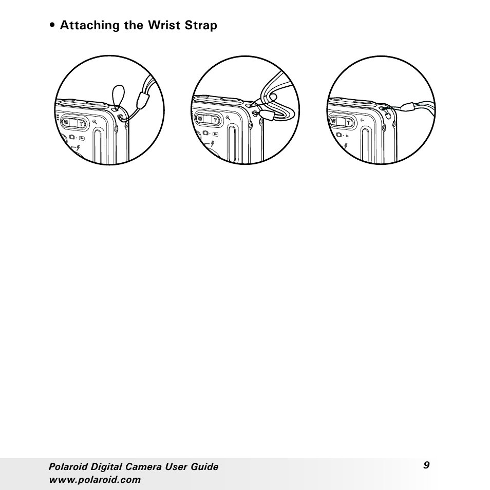 Attaching the wrist strap | Polaroid a310 User Manual | Page 9 / 78