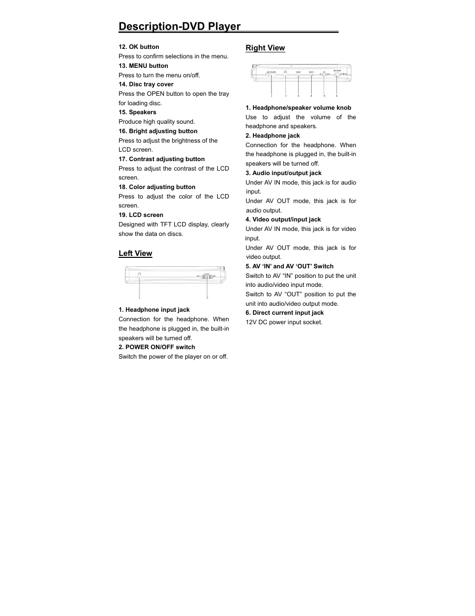 Description-dvd player | Polaroid PDV-0560M User Manual | Page 8 / 33