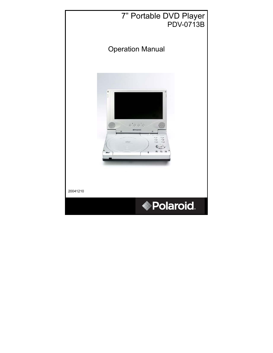 Polaroid PDV-0713B User Manual | 30 pages