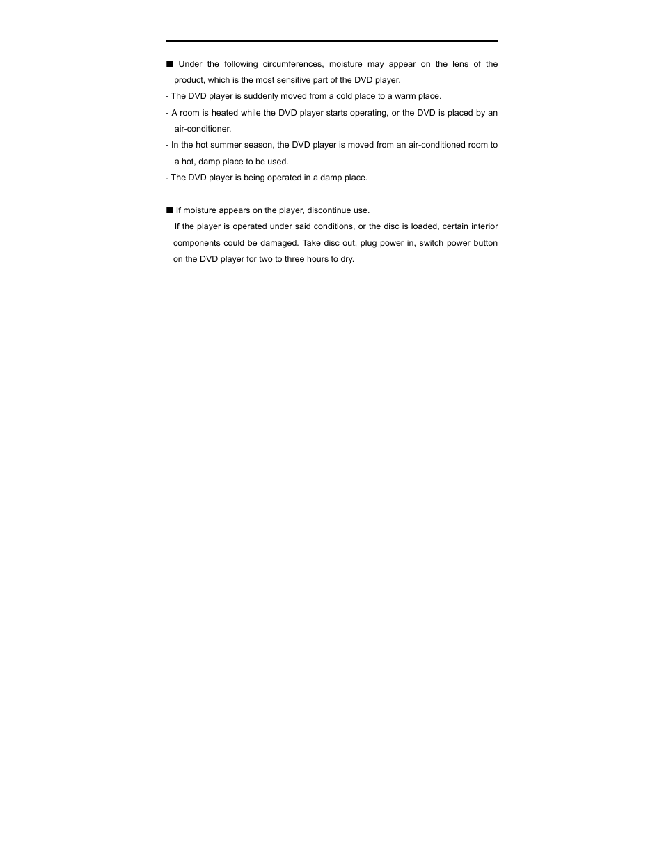 Precautions with moisture | Polaroid PDV-0713B User Manual | Page 5 / 30
