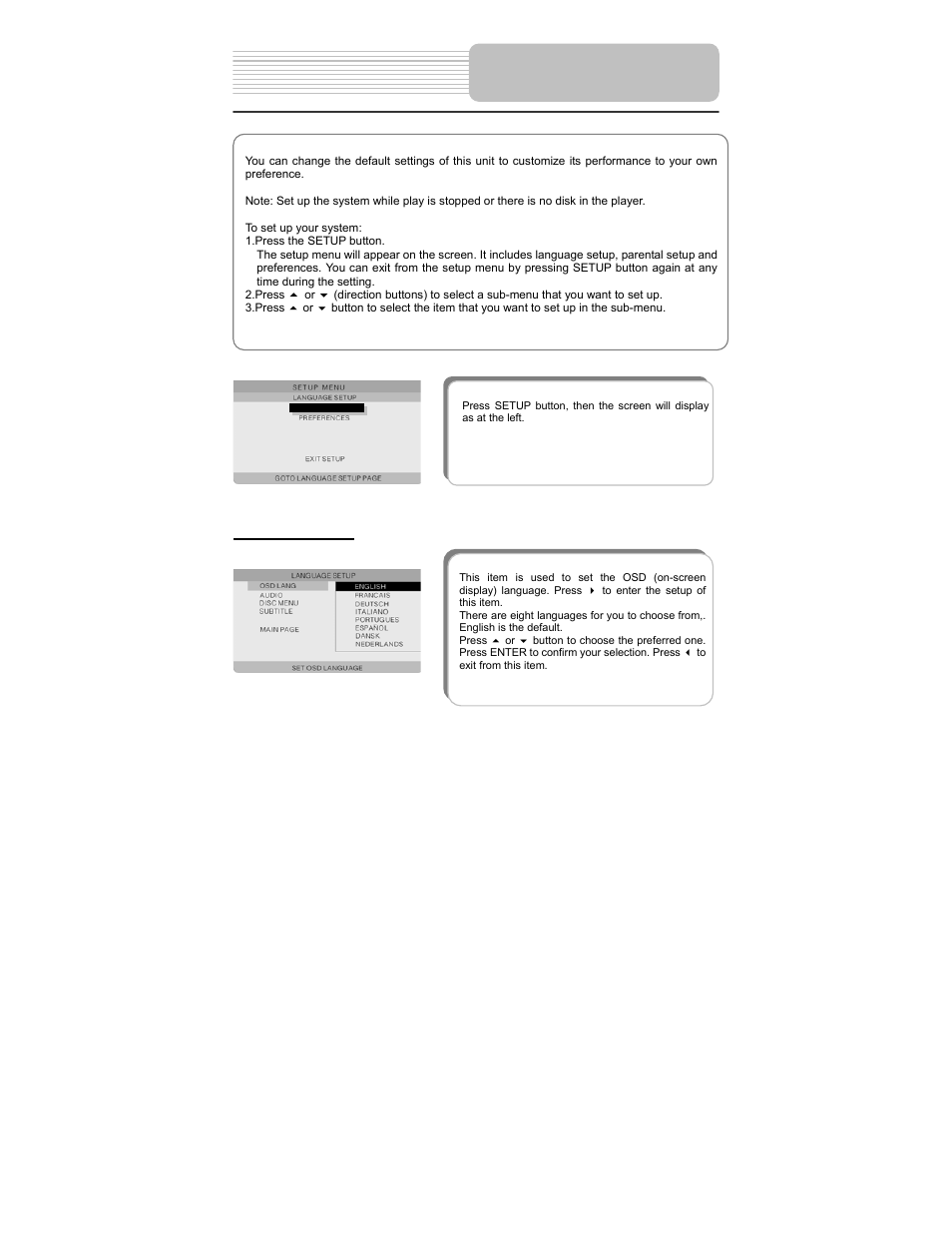 System setup | Polaroid PDM-0725 User Manual | Page 35 / 43