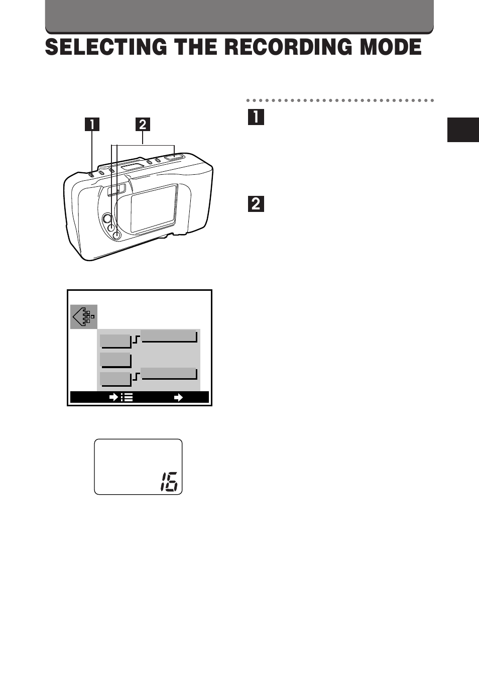 Selecting the recording mode | Polaroid D-360L User Manual | Page 59 / 61