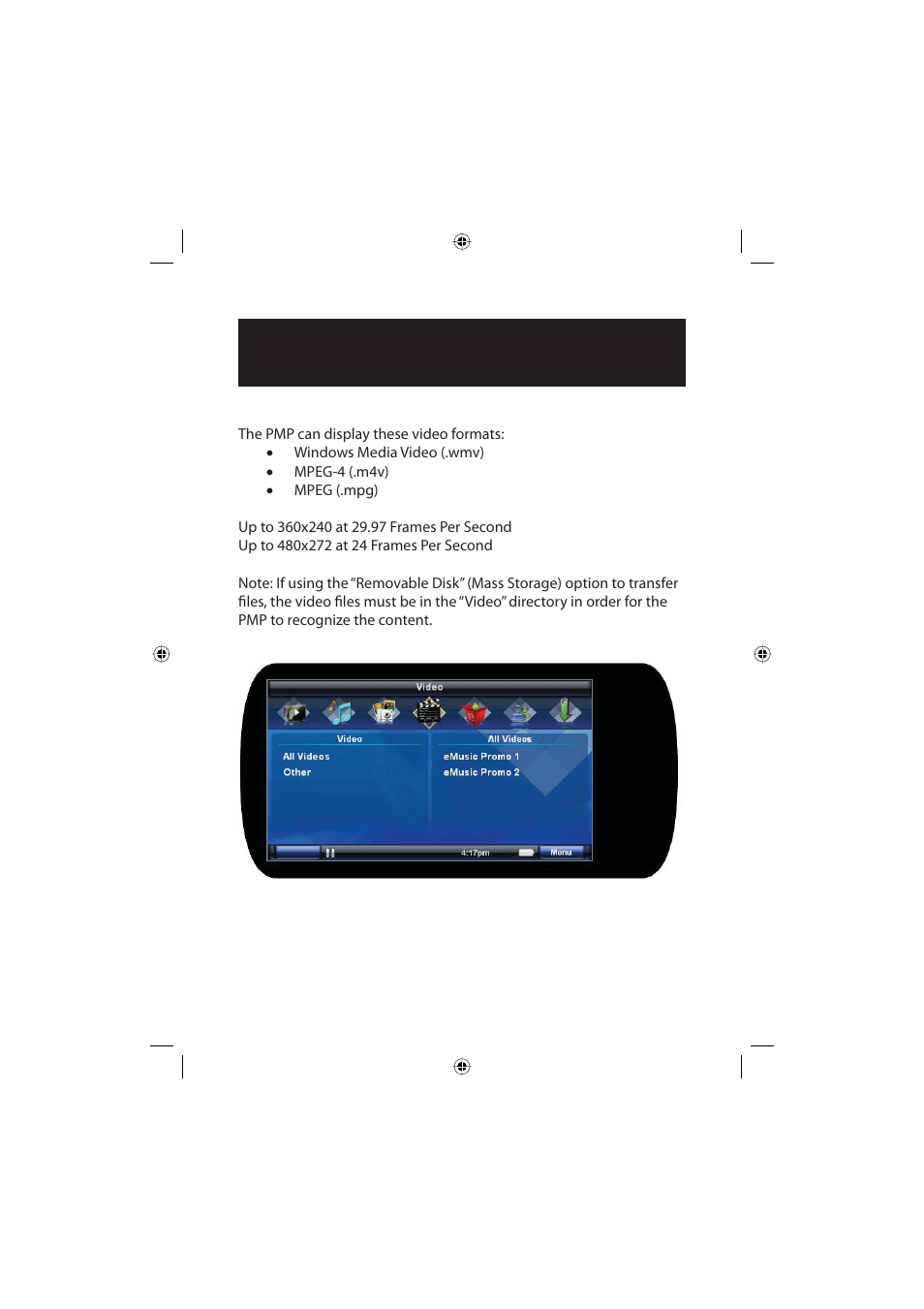Video player | Polaroid Freescape 20071016 User Manual | Page 21 / 57