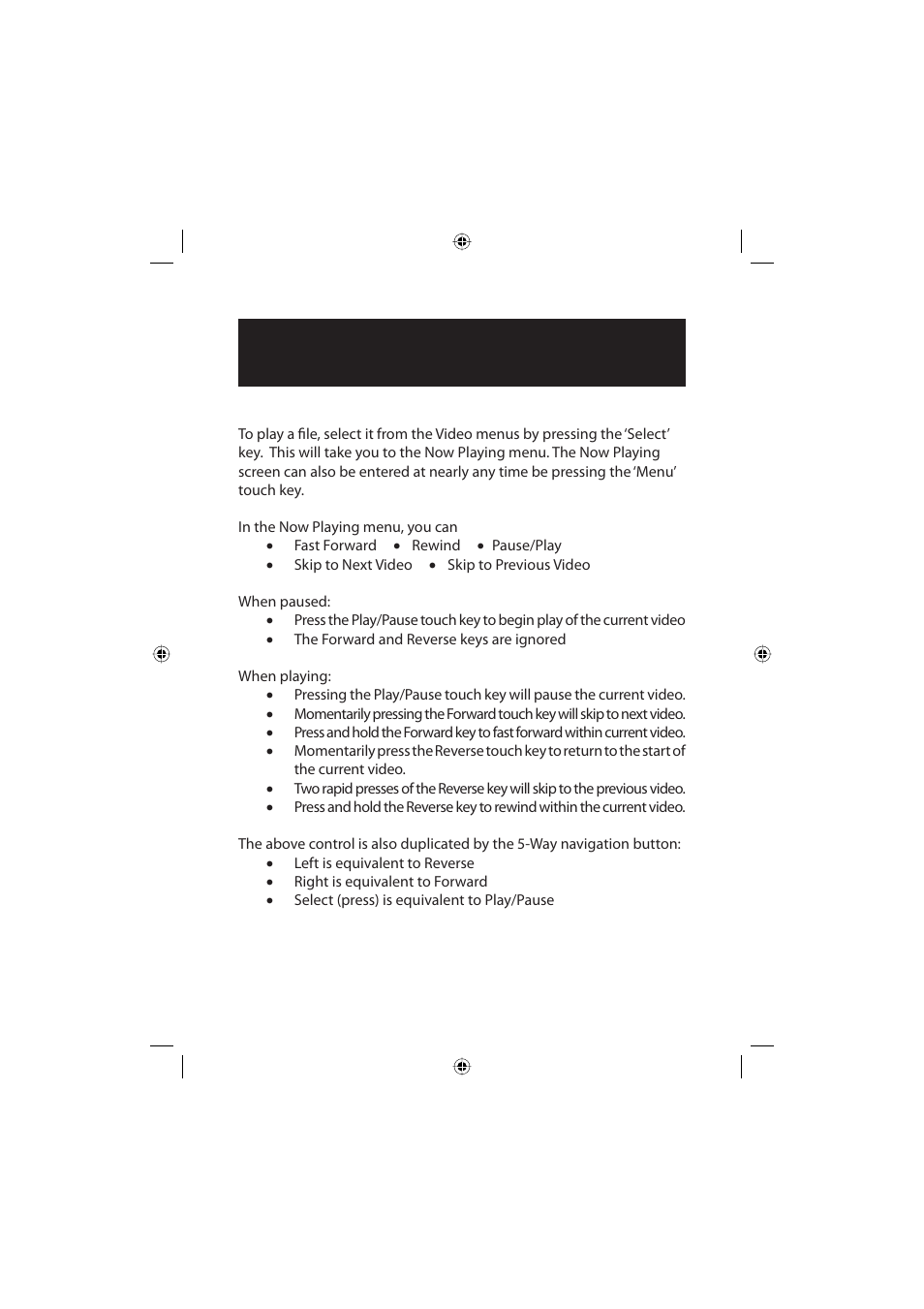 Video player, Controls | Polaroid Freescape 20071016 User Manual | Page 22 / 57