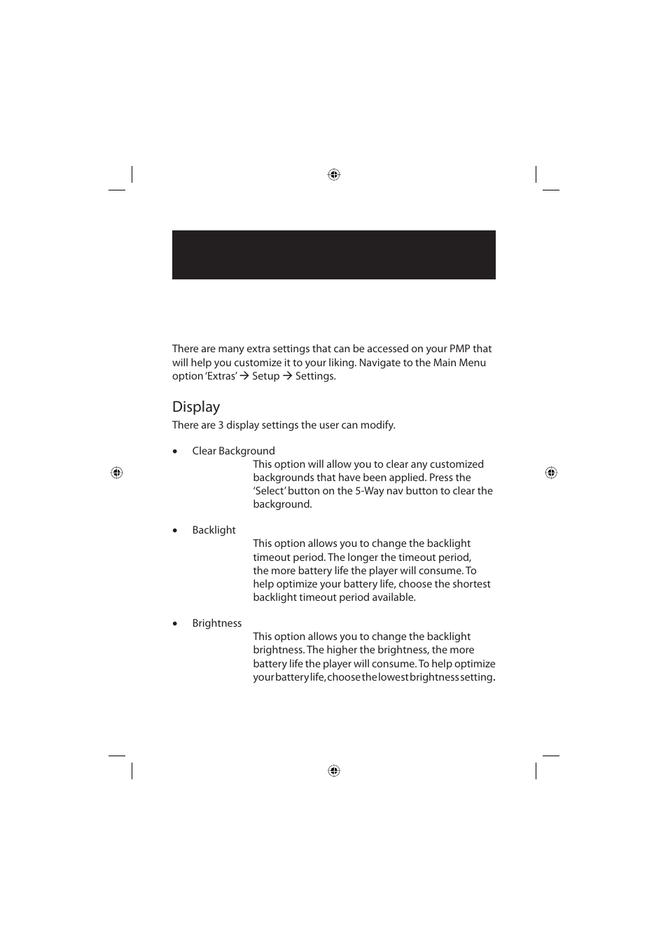 Extras, Display | Polaroid Freescape 20071016 User Manual | Page 45 / 57