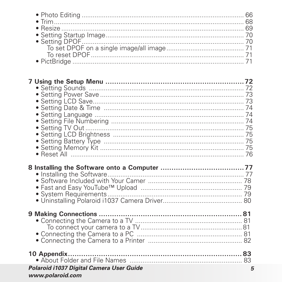 Polaroid i1037 User Manual | Page 5 / 93