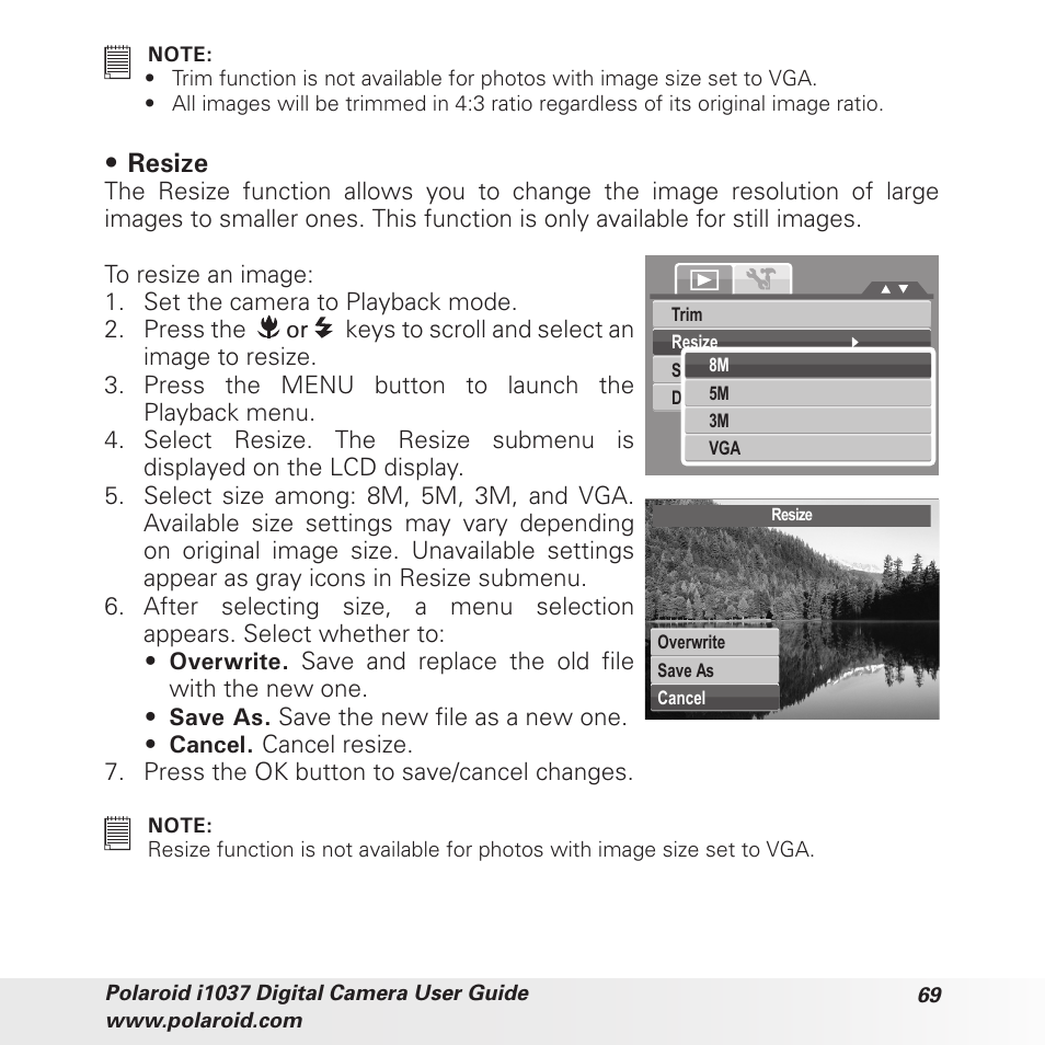 Resize | Polaroid i1037 User Manual | Page 69 / 93