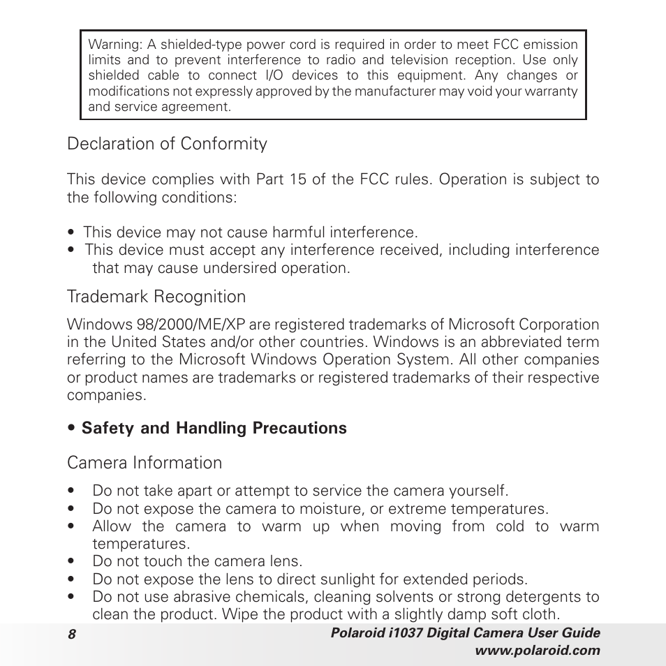 Polaroid i1037 User Manual | Page 8 / 93