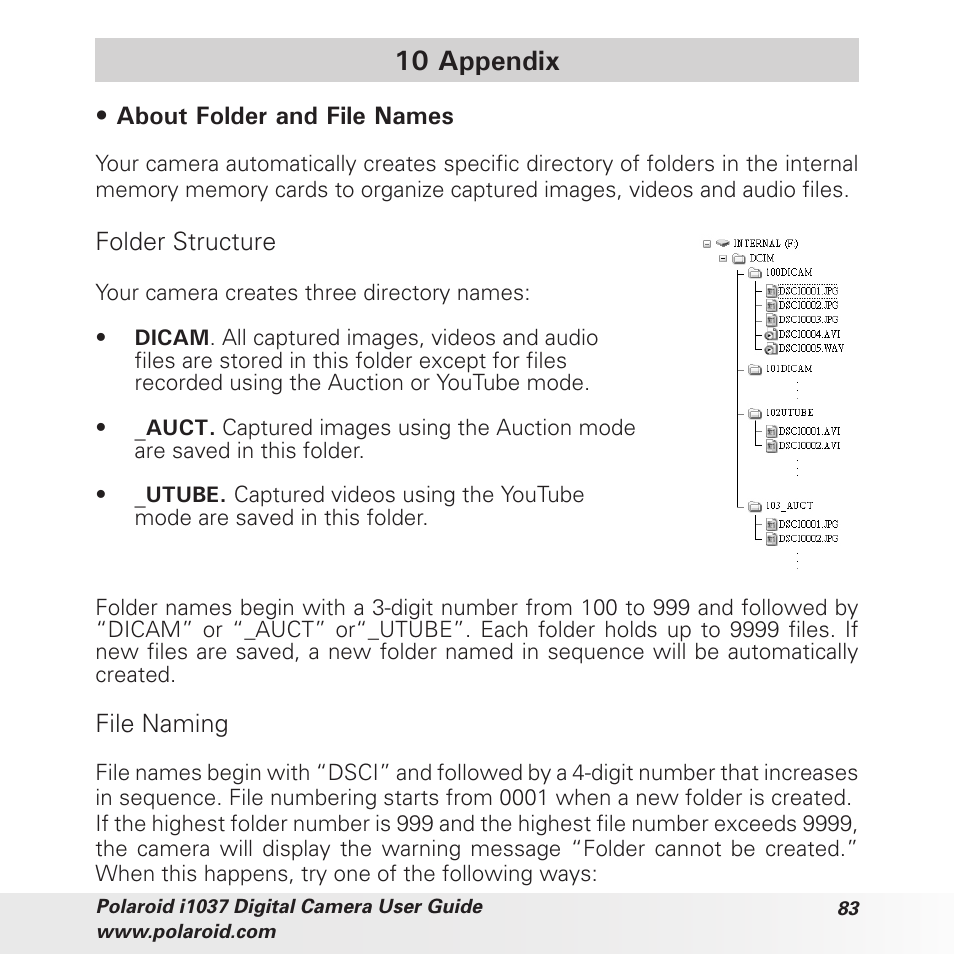 10 appendix | Polaroid i1037 User Manual | Page 83 / 93