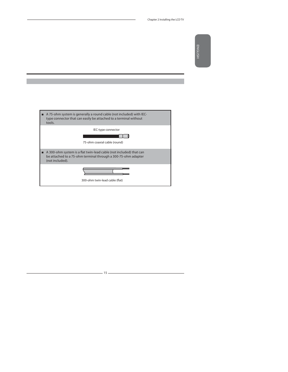 Chapter 2 installing the lcd tv | Polaroid FLU-2632D User Manual | Page 15 / 46