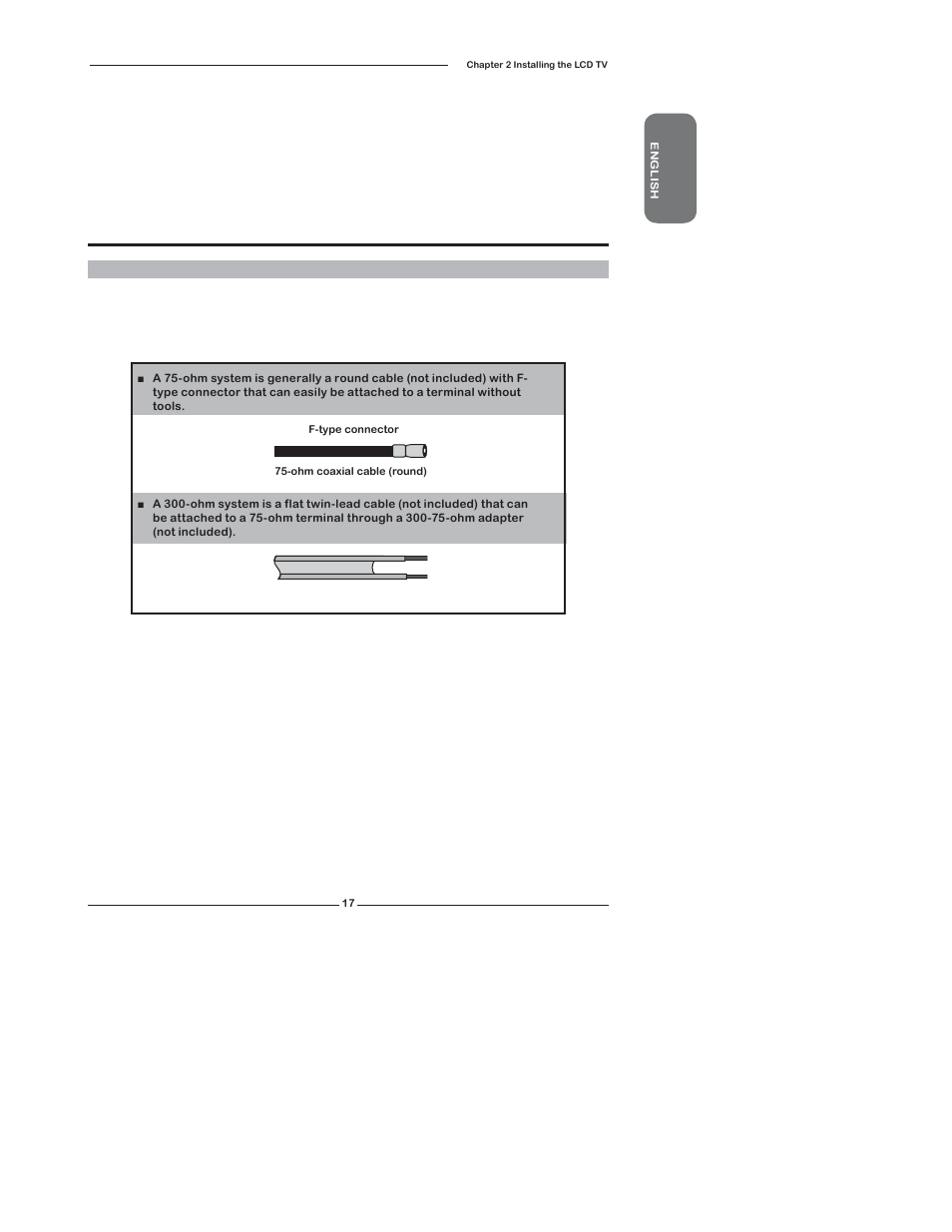 Chapter 2 installing the lcd tv | Polaroid TLX-04640B User Manual | Page 17 / 65