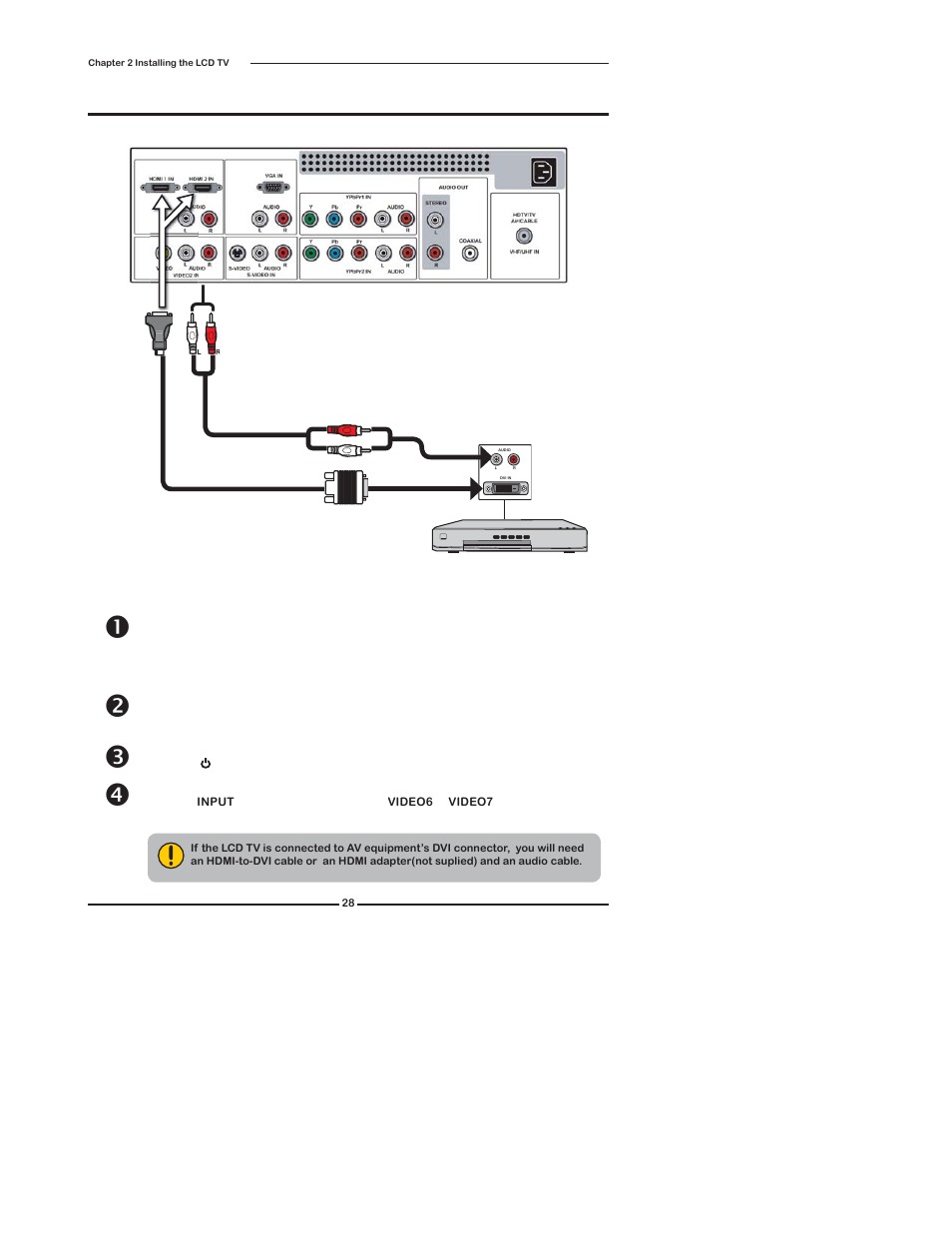 Connecting an av equipment with dvi connector | Polaroid TLX-04640B User Manual | Page 28 / 65