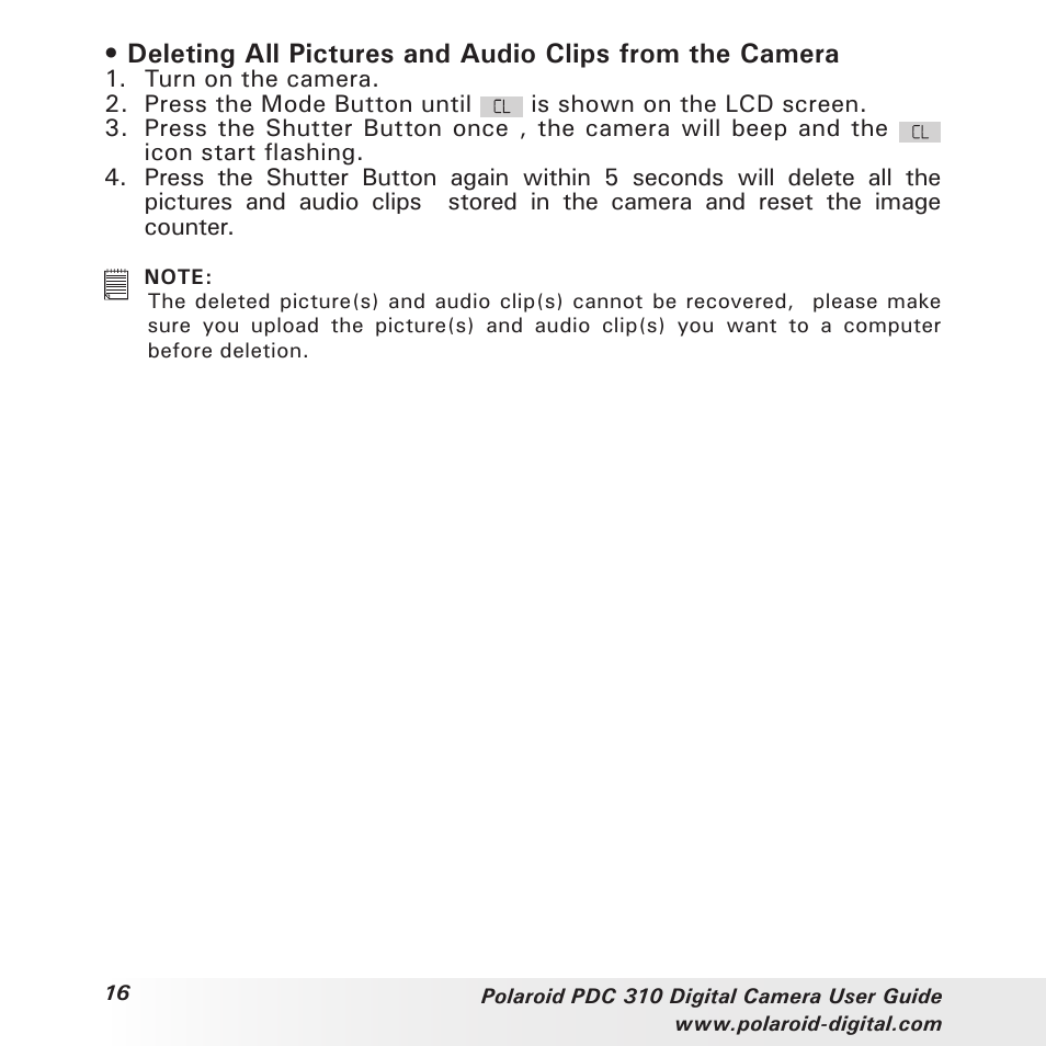 Polaroid PDC 310 User Manual | Page 16 / 36