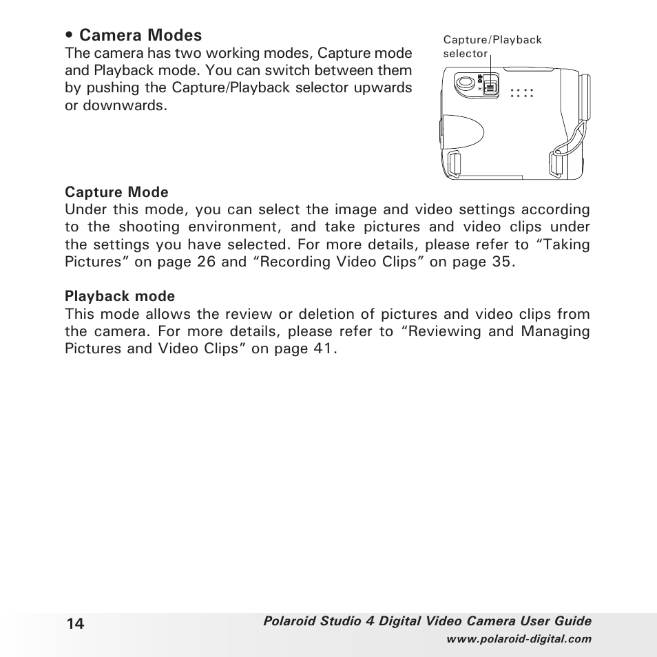 Camera modes | Polaroid Studio 4 User Manual | Page 14 / 78