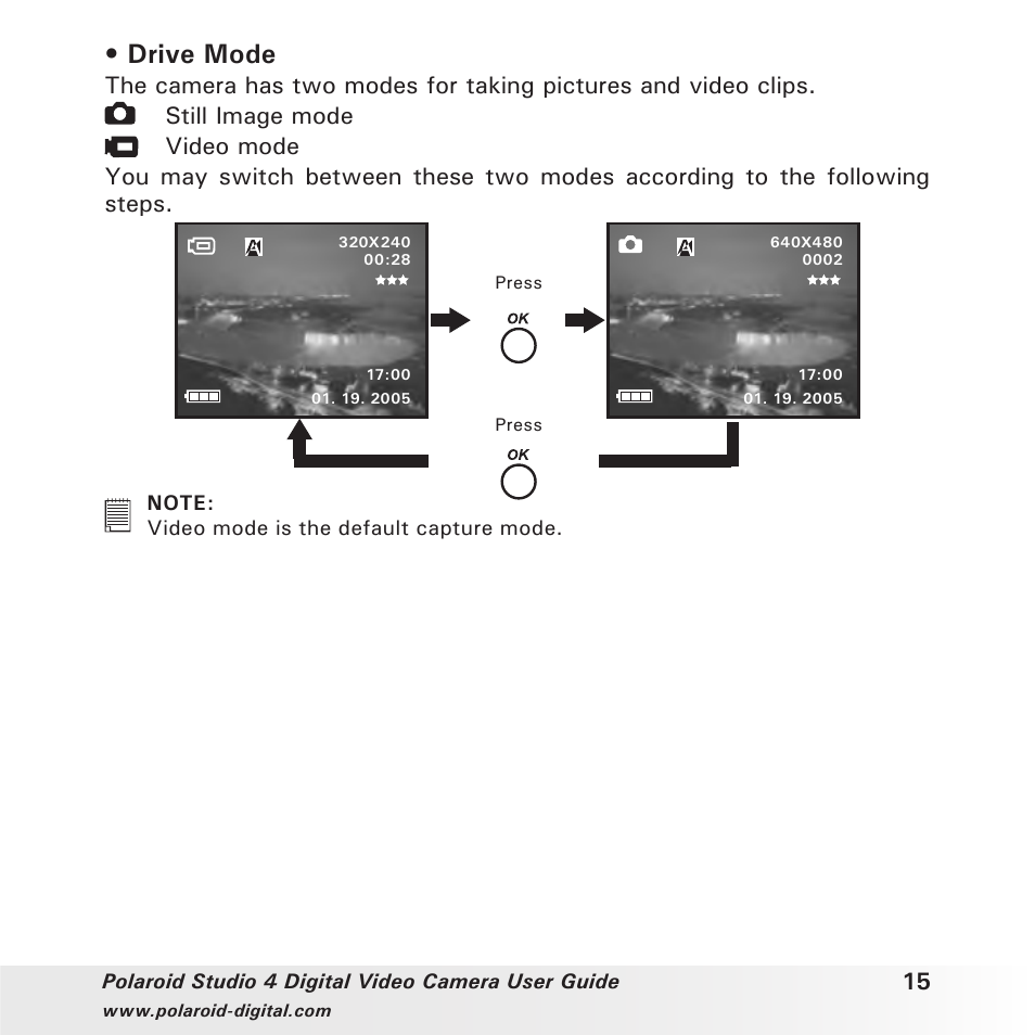 Drive mode | Polaroid Studio 4 User Manual | Page 15 / 78