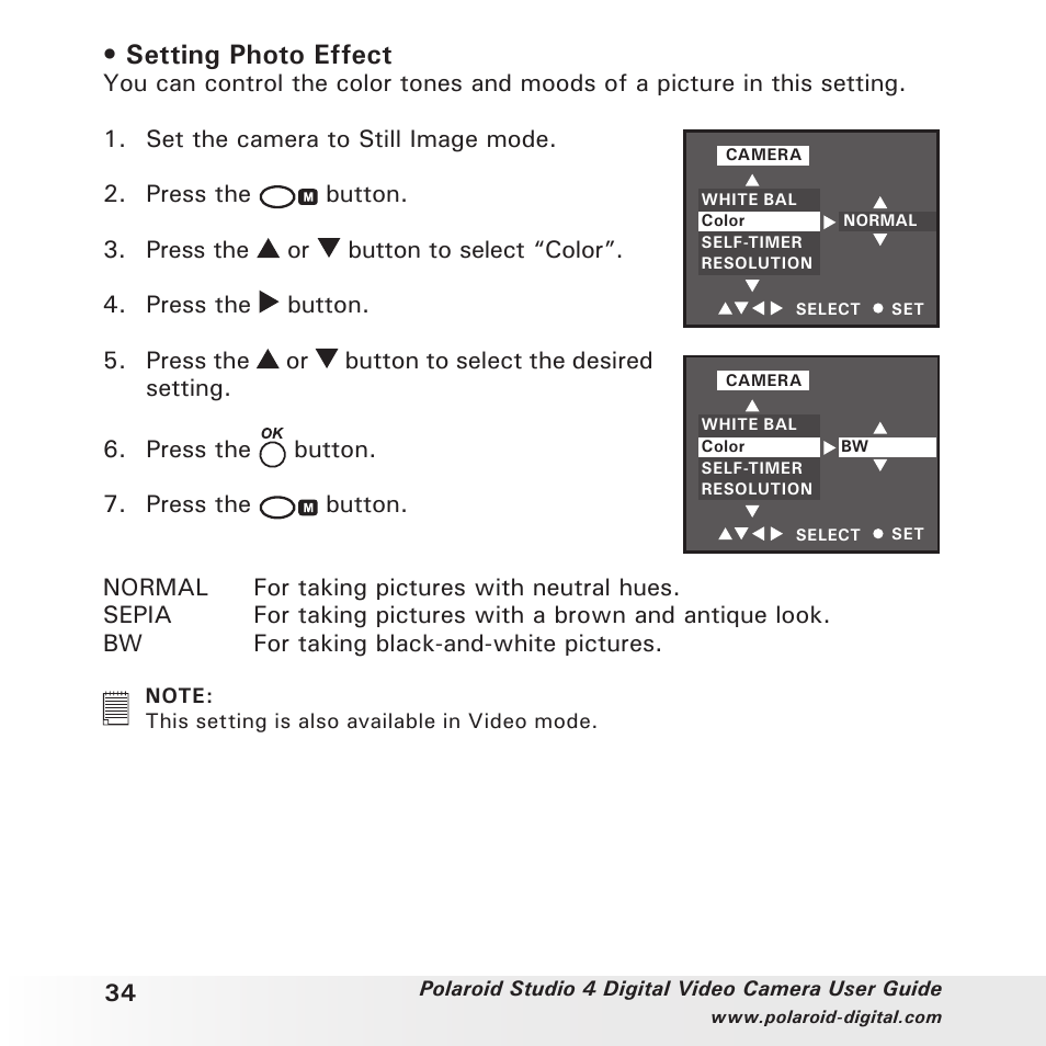 Setting photo effect | Polaroid Studio 4 User Manual | Page 34 / 78