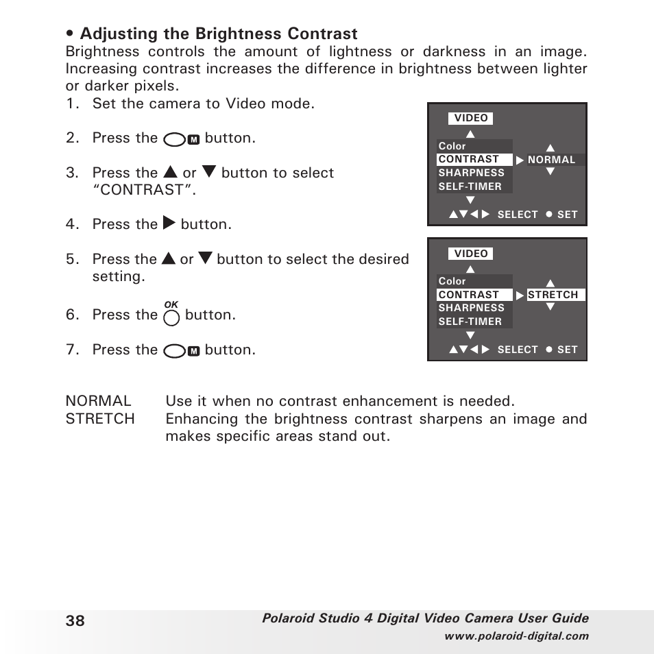 Adjusting the brightness contrast | Polaroid Studio 4 User Manual | Page 38 / 78