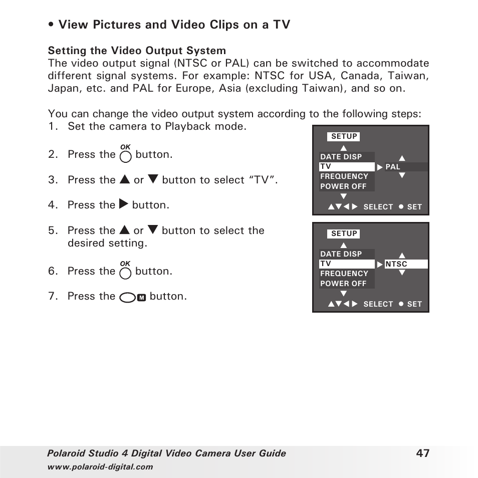 View pictures and video clips on a tv | Polaroid Studio 4 User Manual | Page 47 / 78