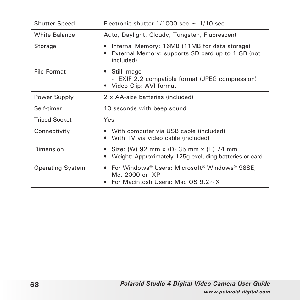 Polaroid Studio 4 User Manual | Page 68 / 78