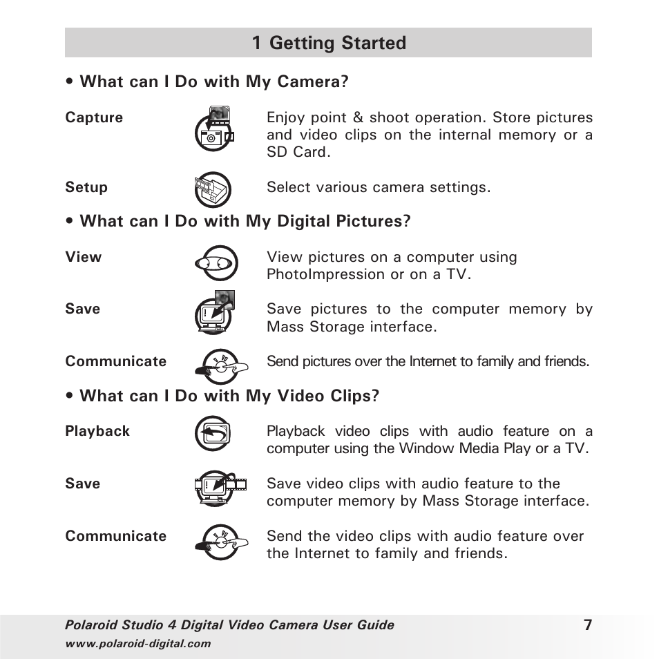 1 getting started | Polaroid Studio 4 User Manual | Page 7 / 78