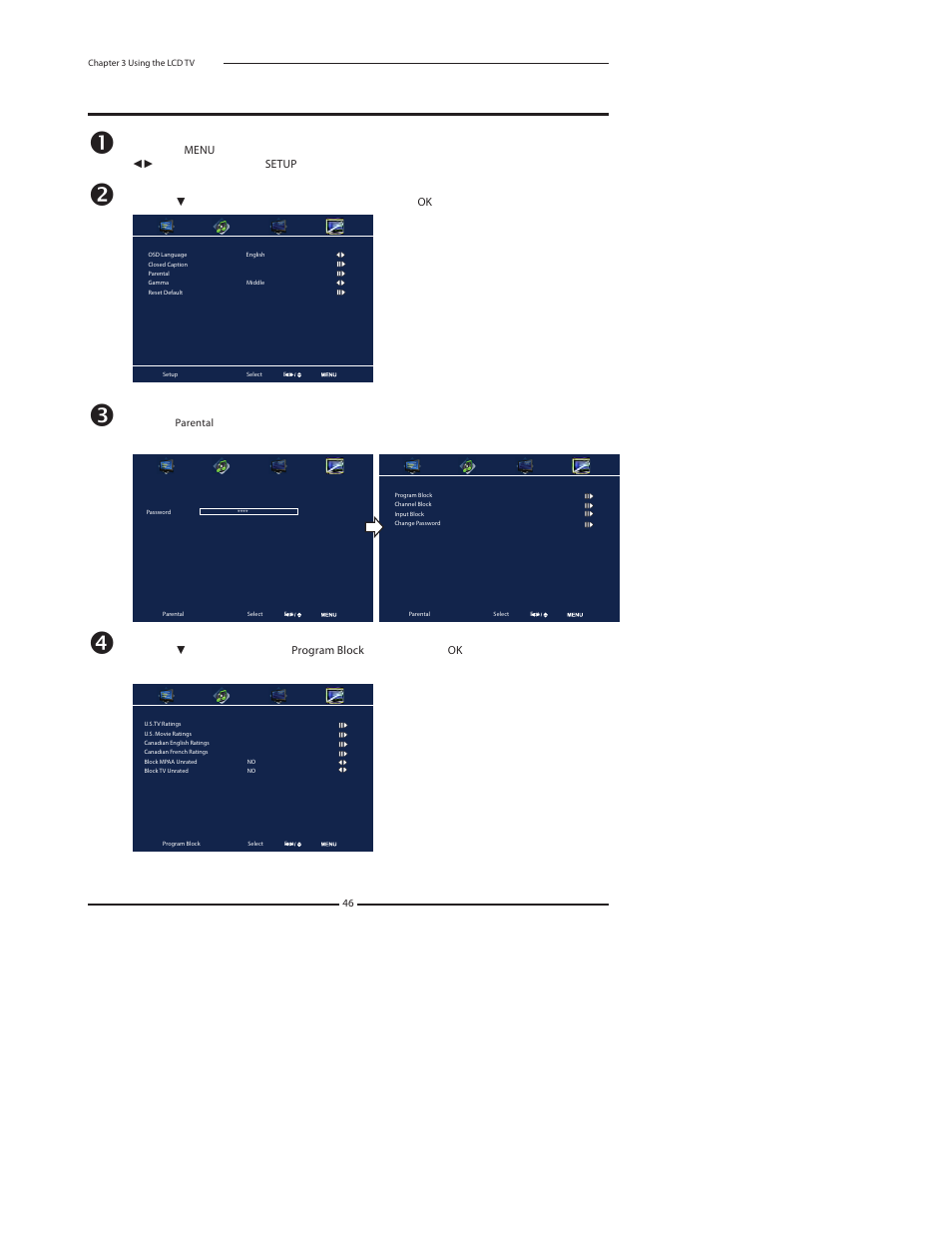 Using the program block settings | Polaroid 1513-TDXB User Manual | Page 48 / 68