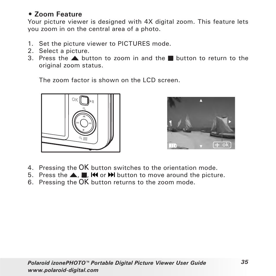 Zoom feature | Polaroid User Guide User Manual | Page 35 / 70