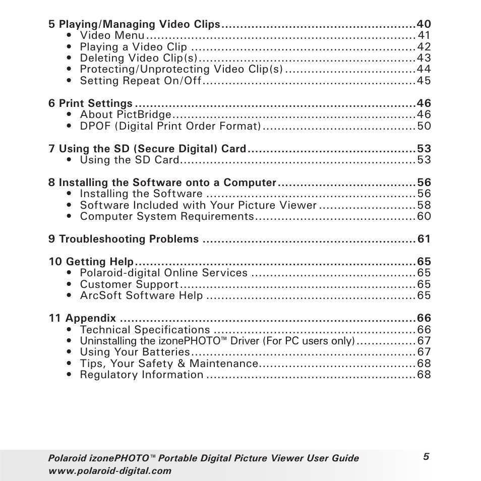 Polaroid User Guide User Manual | Page 5 / 70