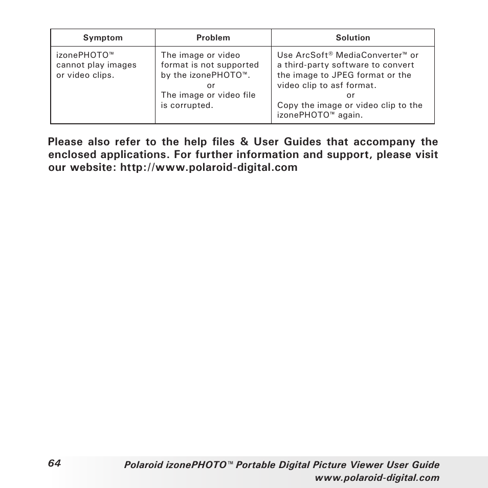 Polaroid User Guide User Manual | Page 64 / 70