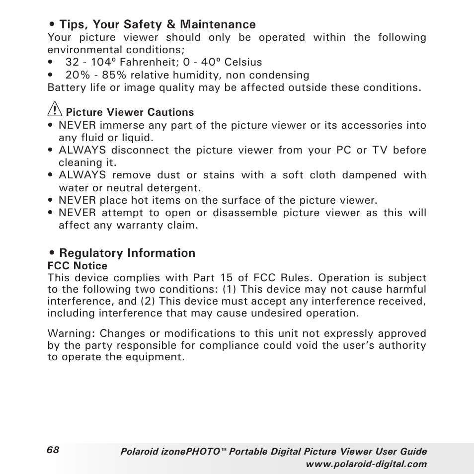 Polaroid User Guide User Manual | Page 68 / 70