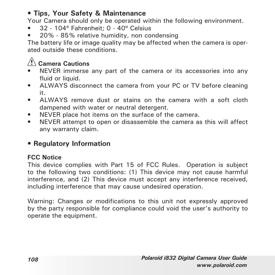 Polaroid i832 User Manual | Page 108 / 110
