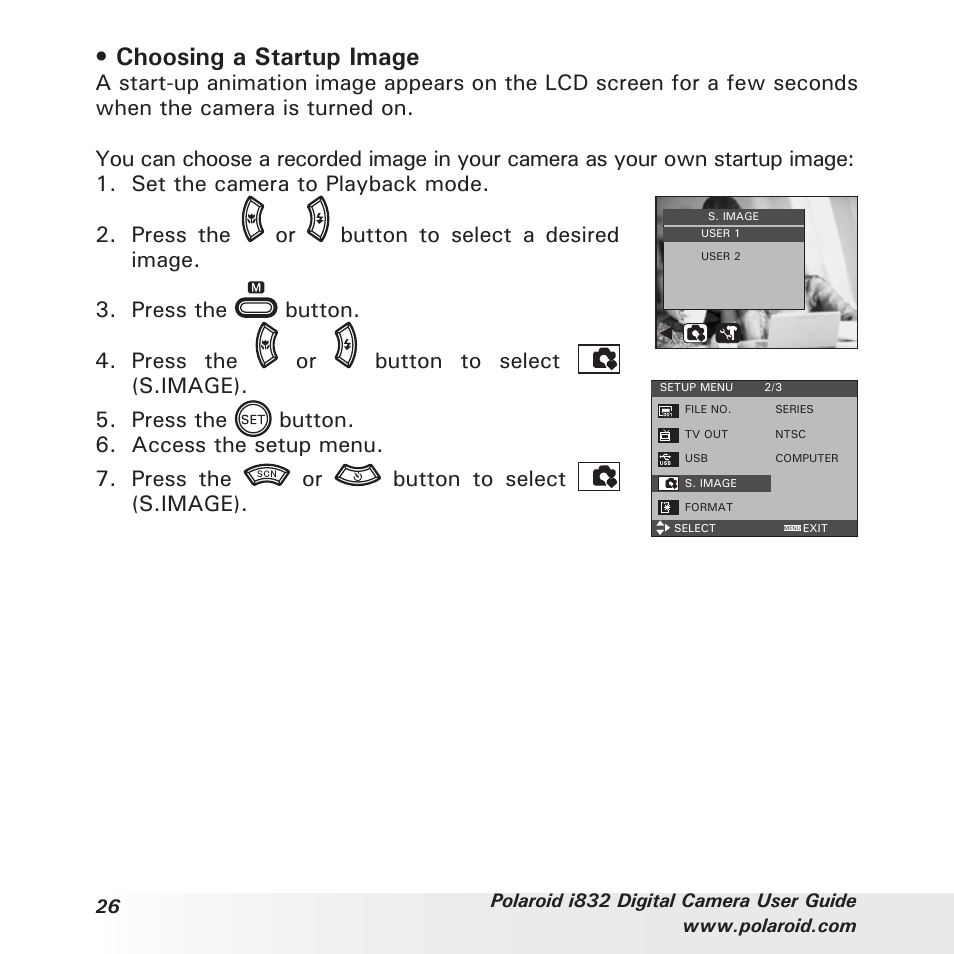 Choosing a startup image | Polaroid i832 User Manual | Page 26 / 110