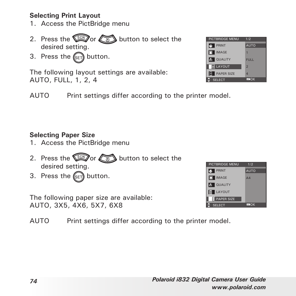 Polaroid i832 User Manual | Page 74 / 110