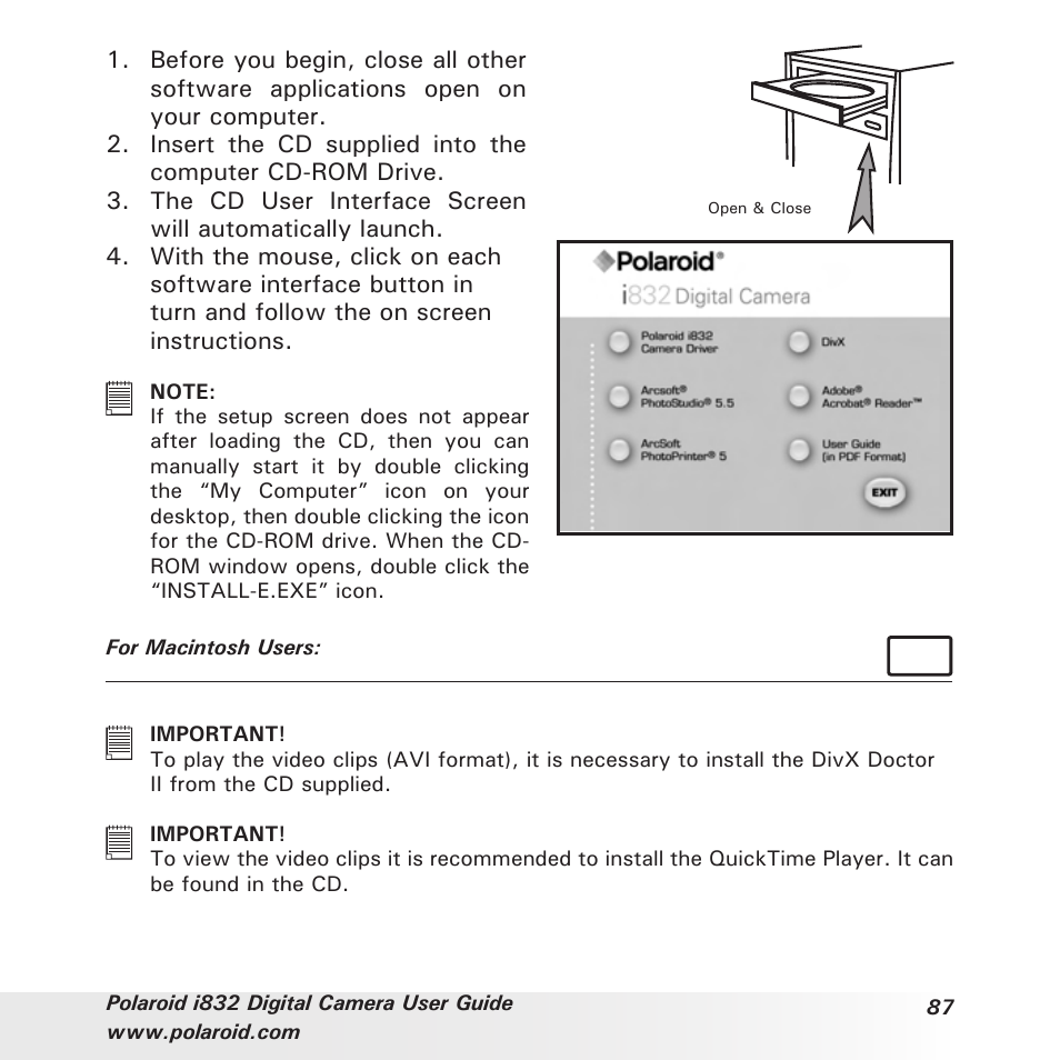 Polaroid i832 User Manual | Page 87 / 110