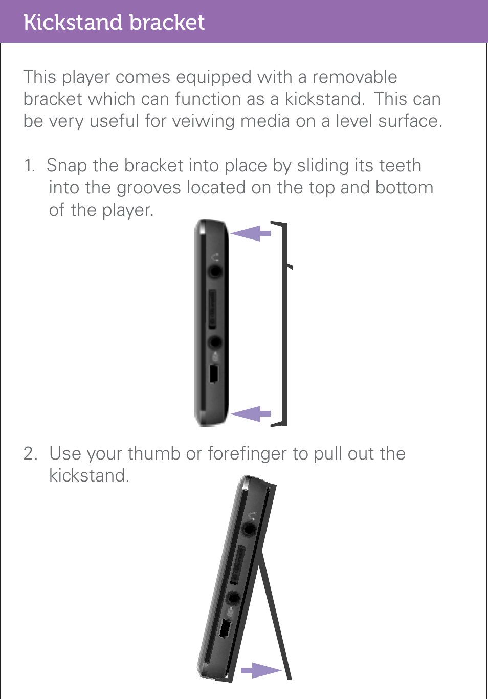 Kickstand bracket | Polaroid PMP500-4 User Manual | Page 27 / 32