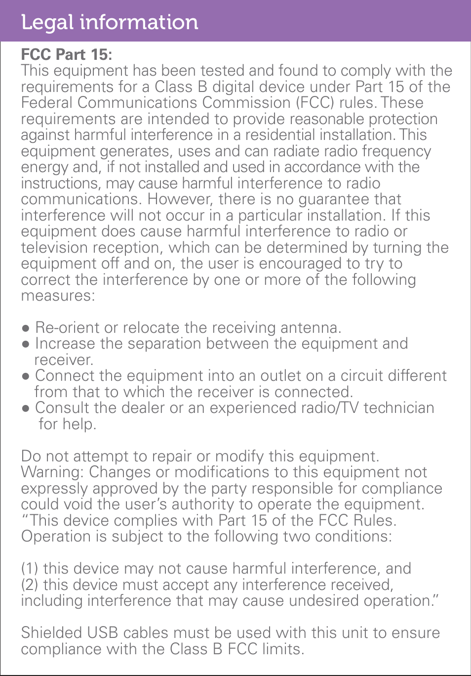 Legal information | Polaroid PMP500-4 User Manual | Page 29 / 32