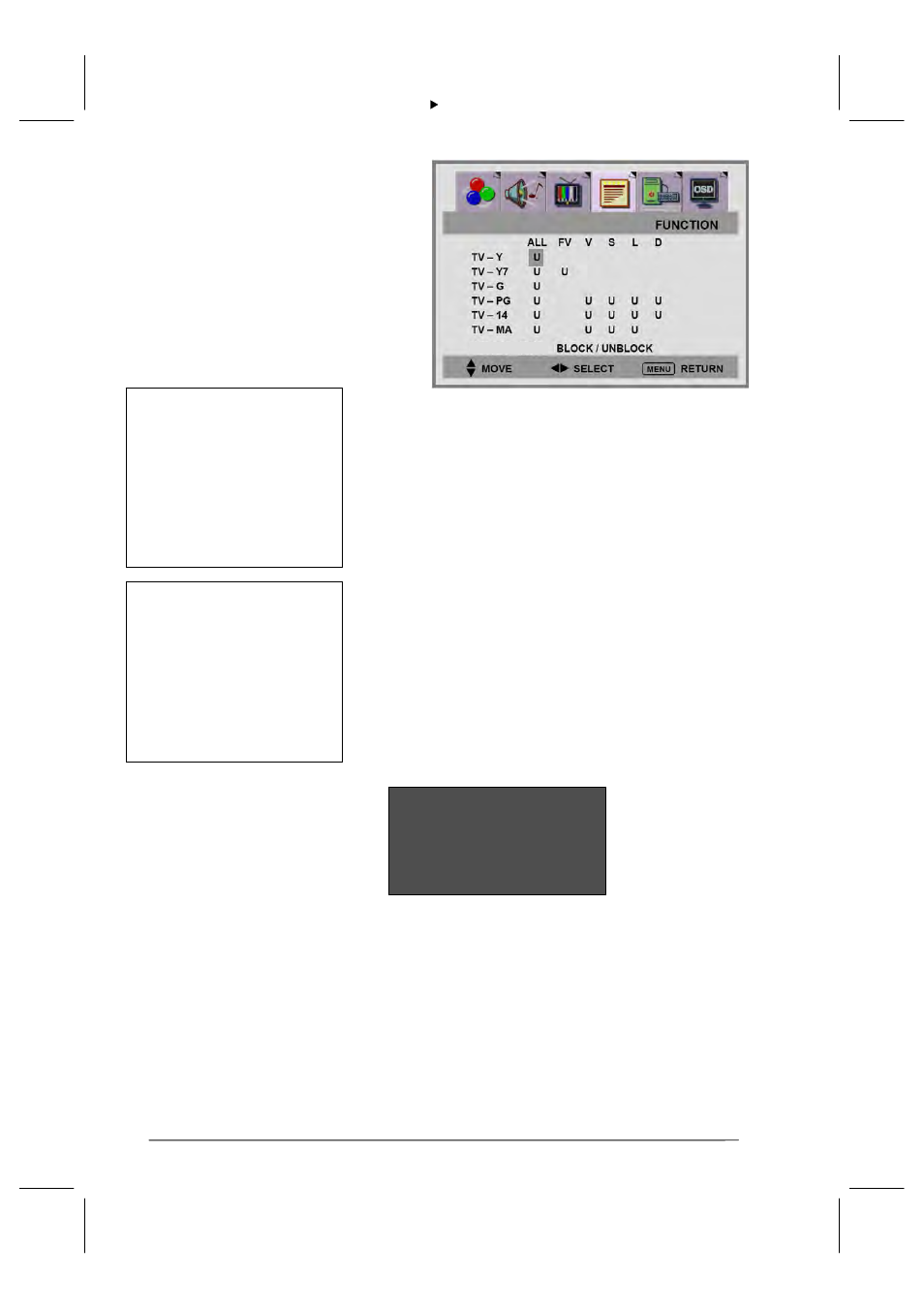 Tv-rating tv-pg password | Polaroid FLM-201TM User Manual | Page 33 / 42