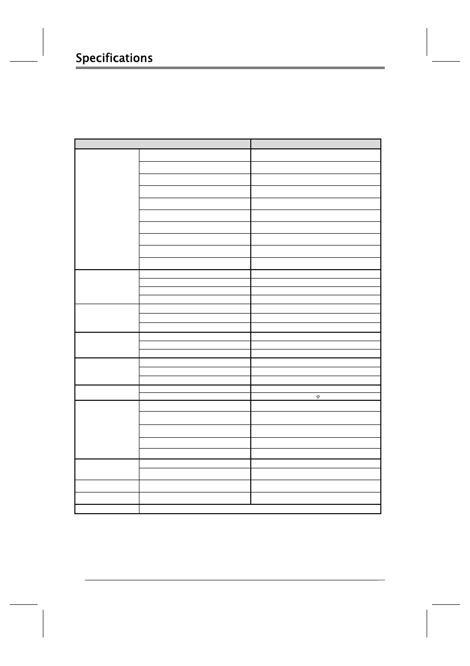 Specifications, Items specification | Polaroid FLM-201TM User Manual | Page 42 / 42