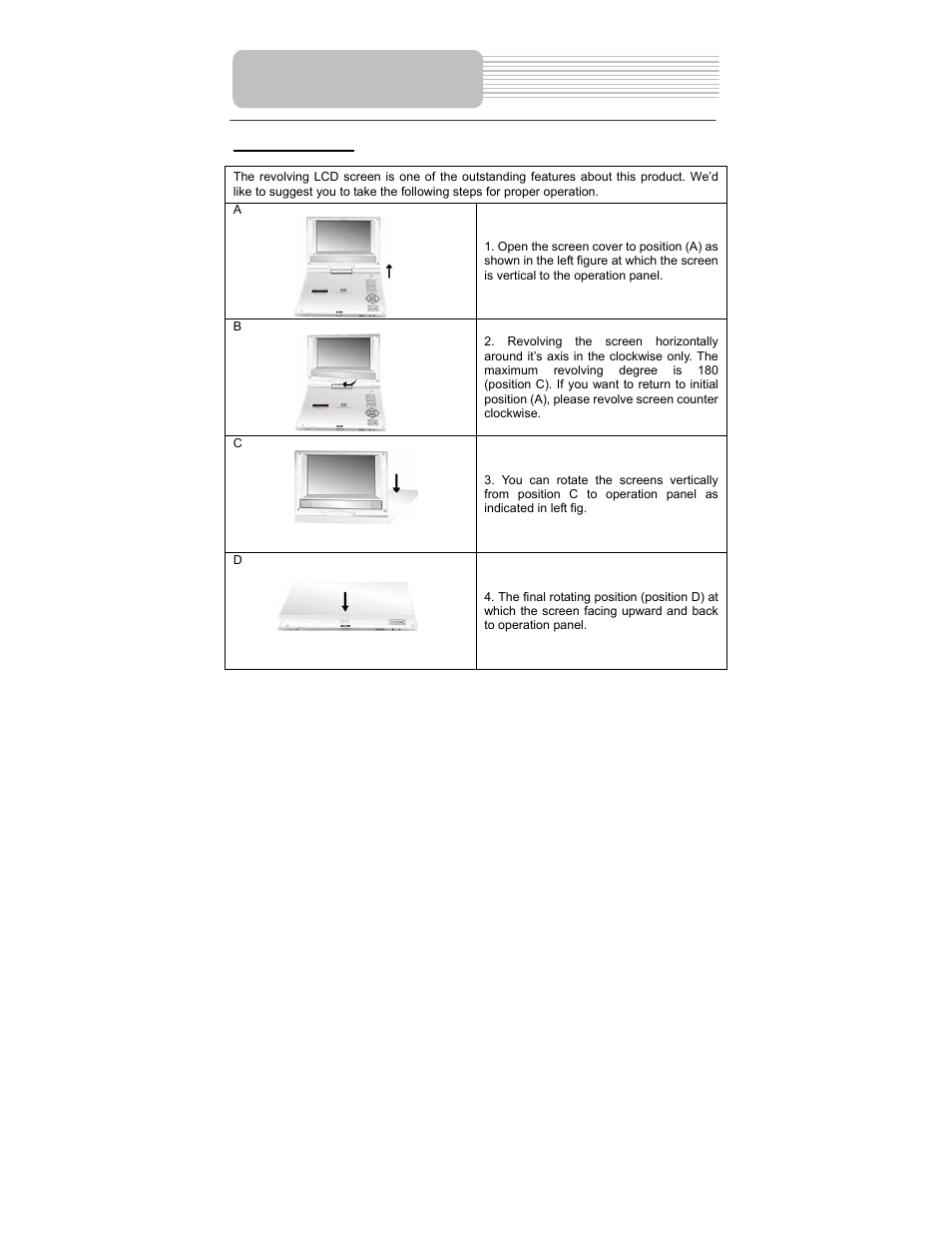 Revolving lcd screen | Polaroid PDU-0824 User Manual | Page 12 / 44