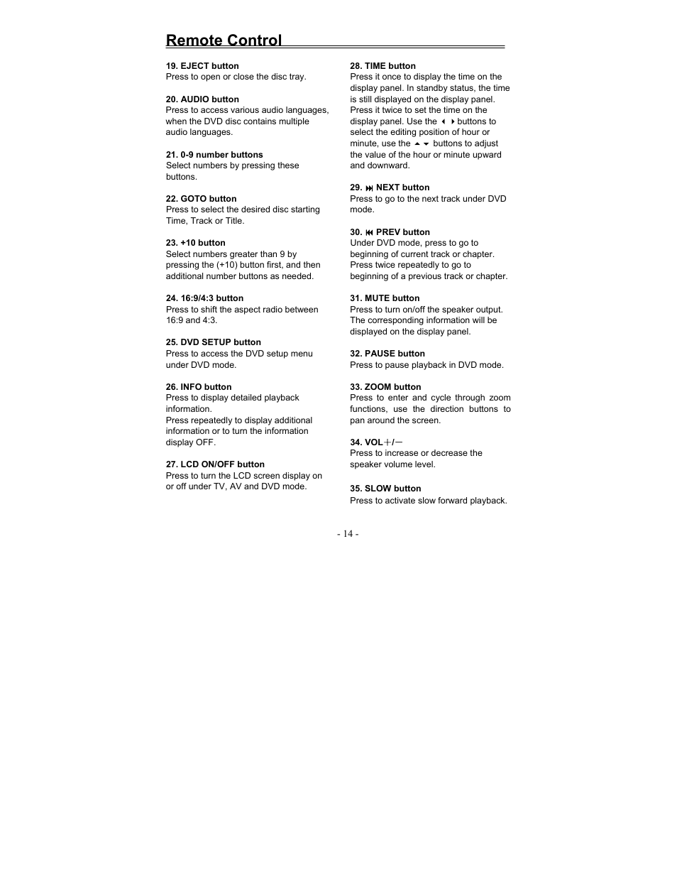 Remote control | Polaroid FDM-0700A User Manual | Page 14 / 36