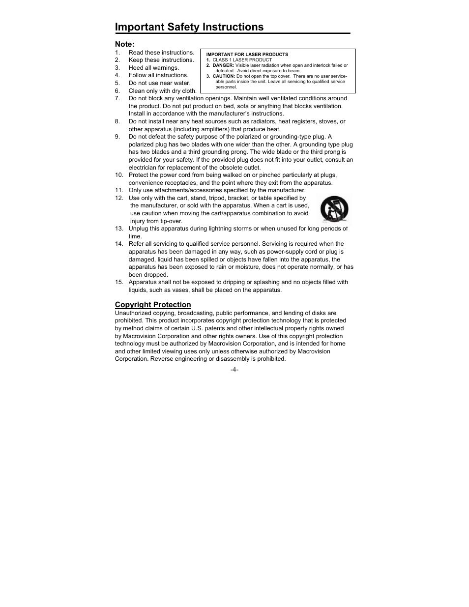 Important safety instructions | Polaroid FDM-0700A User Manual | Page 4 / 36