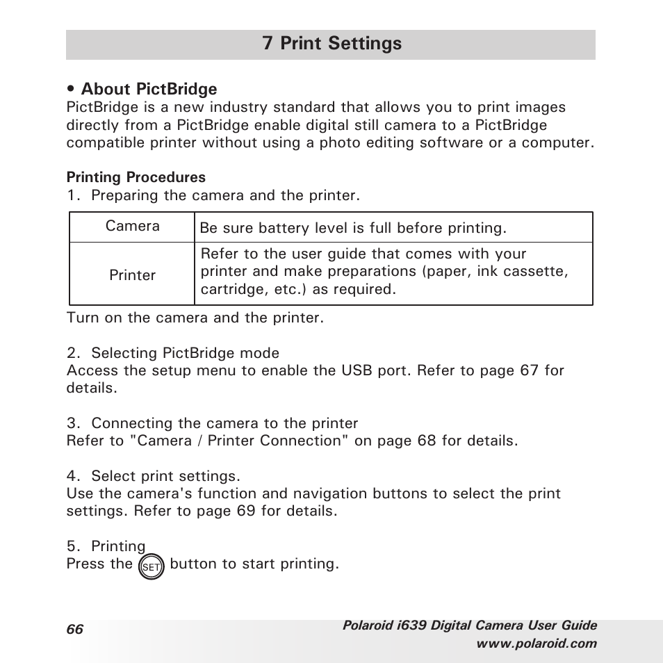 7 print settings | Polaroid i639 User Manual | Page 66 / 107