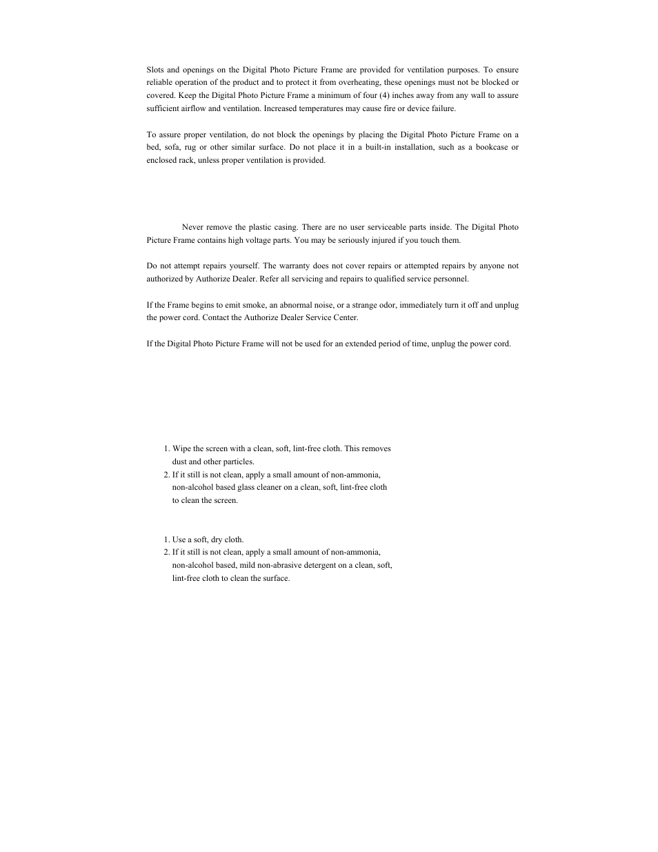 Cleaning the digital picture frame | Polaroid Digital Photo Picture Frame User Manual | Page 3 / 10