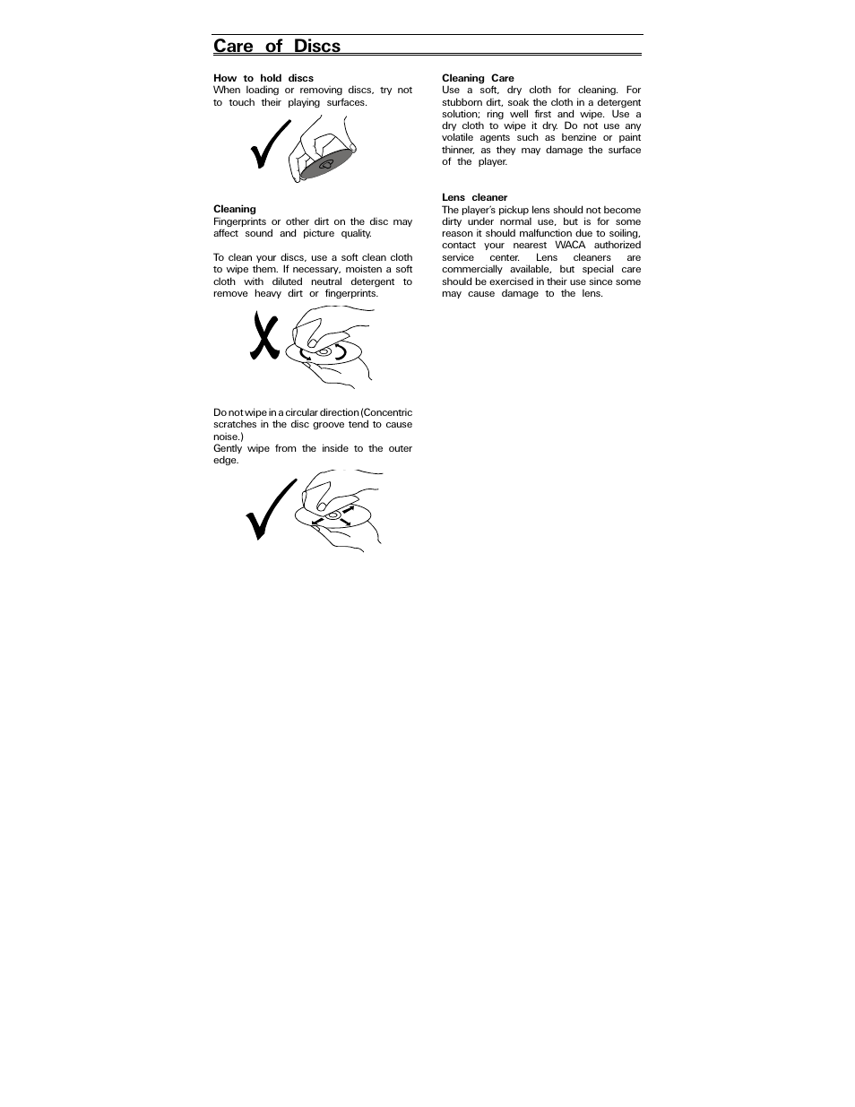 Care of discs | Polaroid PDV-0820T User Manual | Page 28 / 31