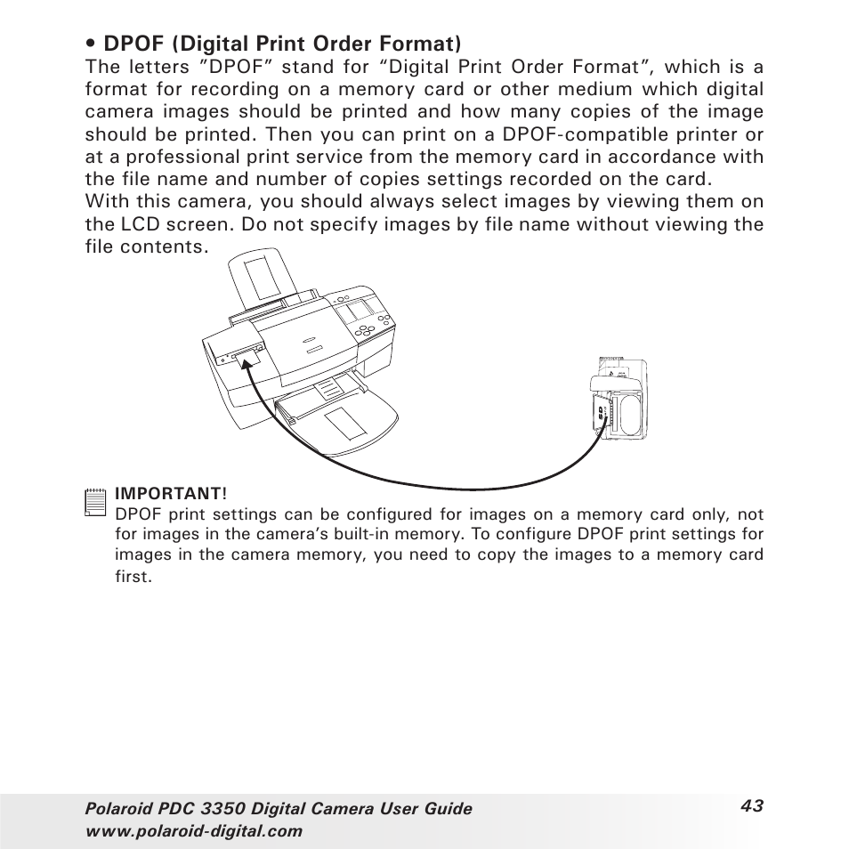 Dpof (digital print order format) | Polaroid PhotoMAX PDC 3350 User Manual | Page 43 / 63