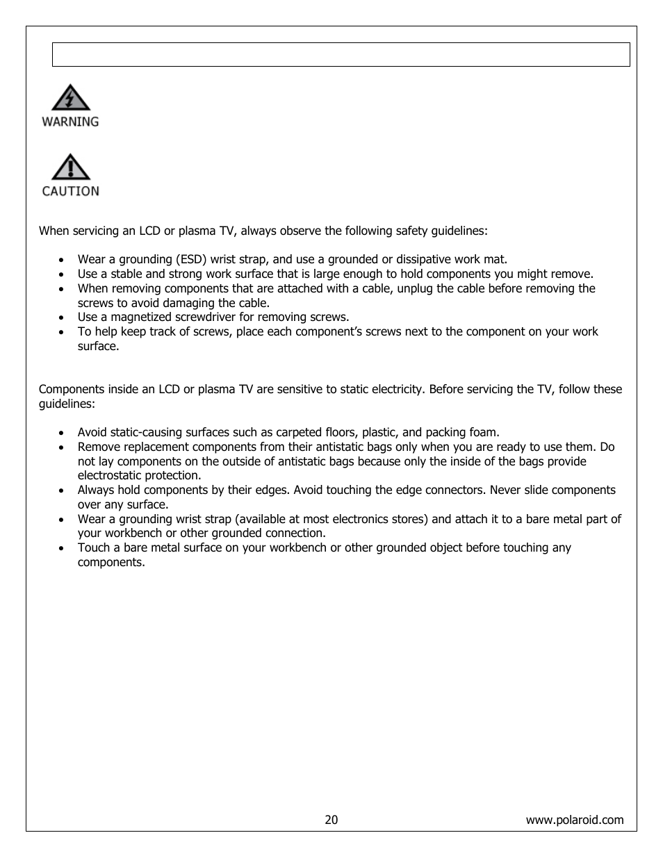 Disassembly procedure | Polaroid FLM-4232HM User Manual | Page 20 / 52