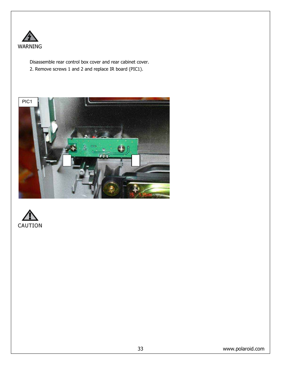 Ir board removal and replacement | Polaroid FLM-4232HM User Manual | Page 33 / 52