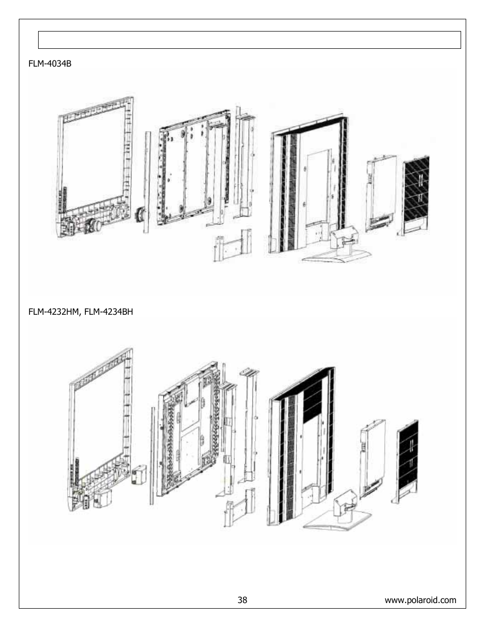 Exploded view diagram | Polaroid FLM-4232HM User Manual | Page 38 / 52