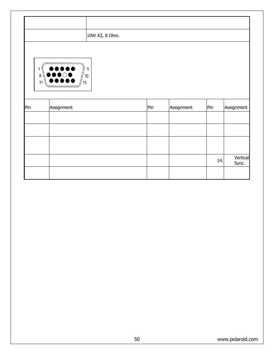 Polaroid FLM-4232HM User Manual | Page 50 / 52