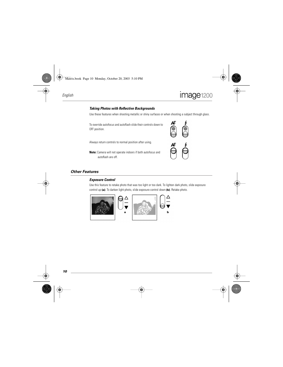 Other features, English | Polaroid Image1200 User Manual | Page 11 / 39